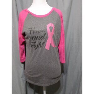 Women's Hope And Fight Breast Cancer Tee Grey/Pink Size Large